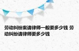 劳动纠纷案请律师一般要多少钱 劳动纠纷请律师要多少钱 