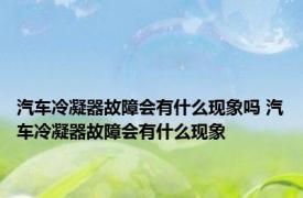 汽车冷凝器故障会有什么现象吗 汽车冷凝器故障会有什么现象