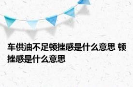 车供油不足顿挫感是什么意思 顿挫感是什么意思