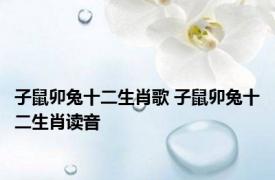 子鼠卯兔十二生肖歌 子鼠卯兔十二生肖读音 