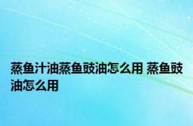 蒸鱼汁油蒸鱼豉油怎么用 蒸鱼豉油怎么用 