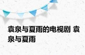 袁泉与夏雨的电视剧 袁泉与夏雨 