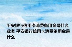 平安银行信用卡消费备用金是什么业务 平安银行信用卡消费备用金是什么