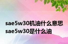 sae5w30机油什么意思 sae5w30是什么油 