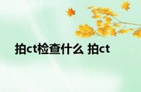 拍ct检查什么 拍ct 