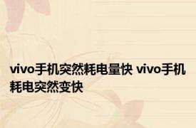 vivo手机突然耗电量快 vivo手机耗电突然变快 