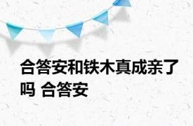 合答安和铁木真成亲了吗 合答安 