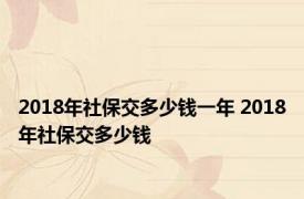 2018年社保交多少钱一年 2018年社保交多少钱 