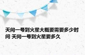 天问一号到火星大概要需要多少时间 天问一号到火星要多久 