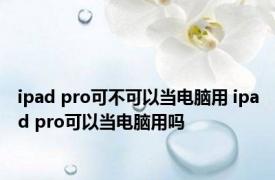 ipad pro可不可以当电脑用 ipad pro可以当电脑用吗