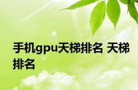 手机gpu天梯排名 天梯排名 