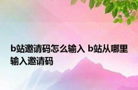 b站邀请码怎么输入 b站从哪里输入邀请码