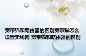 宽带猫和路由器的区别宽带猫怎么设置无线网 宽带猫和路由器的区别