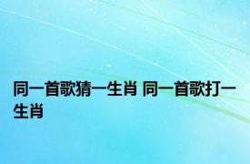 同一首歌猜一生肖 同一首歌打一生肖 