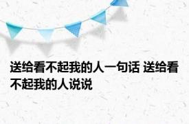 送给看不起我的人一句话 送给看不起我的人说说 