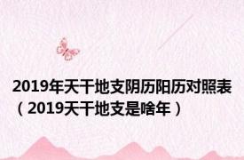 2019年天干地支阴历阳历对照表（2019天干地支是啥年）