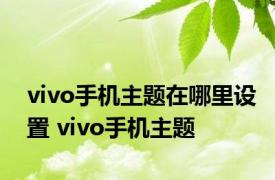 vivo手机主题在哪里设置 vivo手机主题 