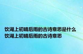 饮湖上初晴后雨的古诗意思是什么 饮湖上初晴后雨的古诗意思