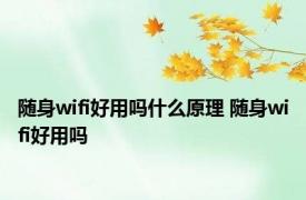 随身wifi好用吗什么原理 随身wifi好用吗 