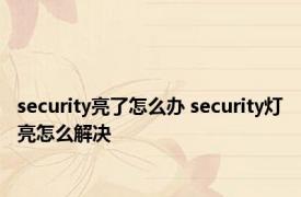 security亮了怎么办 security灯亮怎么解决 