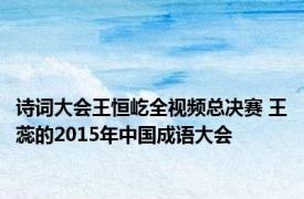 诗词大会王恒屹全视频总决赛 王蕊的2015年中国成语大会