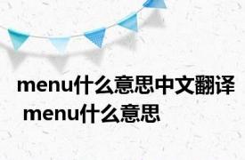 menu什么意思中文翻译 menu什么意思 