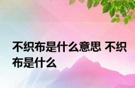 不织布是什么意思 不织布是什么