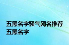 五黑名字骚气网名推荐 五黑名字 