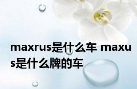 maxrus是什么车 maxus是什么牌的车