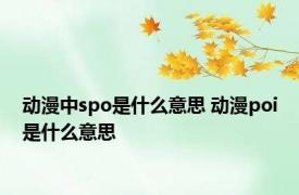 动漫中spo是什么意思 动漫poi是什么意思