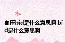 血压bid是什么意思啊 bid是什么意思啊