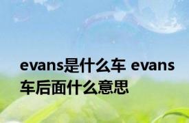 evans是什么车 evans车后面什么意思