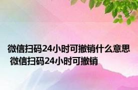 微信扫码24小时可撤销什么意思 微信扫码24小时可撤销 