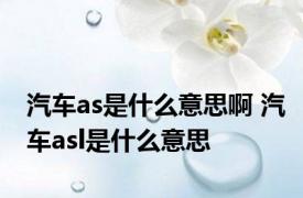 汽车as是什么意思啊 汽车asl是什么意思