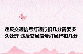 违反交通信号灯通行扣几分需要多久处理 违反交通信号灯通行扣几分