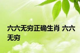 六六无穷正确生肖 六六无穷 