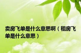 卖房飞单是什么意思啊（租房飞单是什么意思）