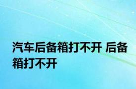 汽车后备箱打不开 后备箱打不开 