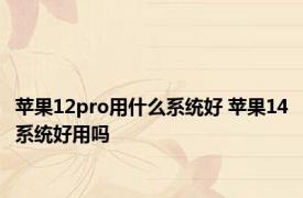 苹果12pro用什么系统好 苹果14系统好用吗 