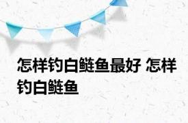 怎样钓白鲢鱼最好 怎样钓白鲢鱼