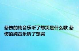 悲伤的纯音乐听了想哭是什么歌 悲伤的纯音乐听了想哭 