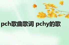 pch歌曲歌词 pchy的歌 