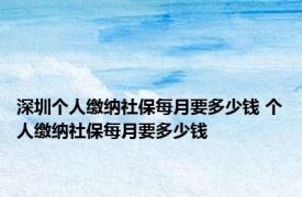 深圳个人缴纳社保每月要多少钱 个人缴纳社保每月要多少钱 