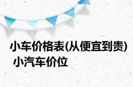 小车价格表(从便宜到贵) 小汽车价位 