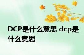 DCP是什么意思 dcp是什么意思 