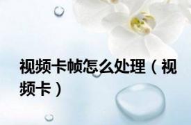 视频卡帧怎么处理（视频卡）