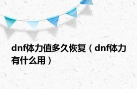 dnf体力值多久恢复（dnf体力有什么用）