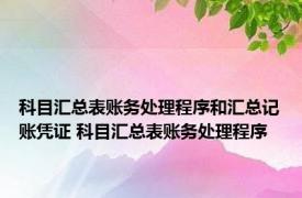 科目汇总表账务处理程序和汇总记账凭证 科目汇总表账务处理程序 