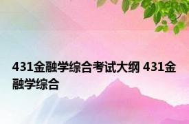 431金融学综合考试大纲 431金融学综合 