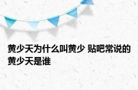 黄少天为什么叫黄少 贴吧常说的黄少天是谁